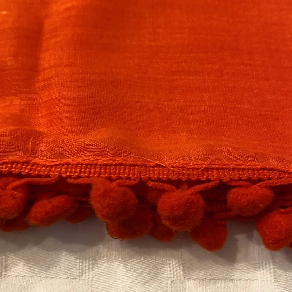 Orange and White Ikat Print Scarf Shawl Wrap with Pompoms UT Auburn Gators